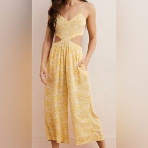 Yellow and White Jumpsuit with Cutouts